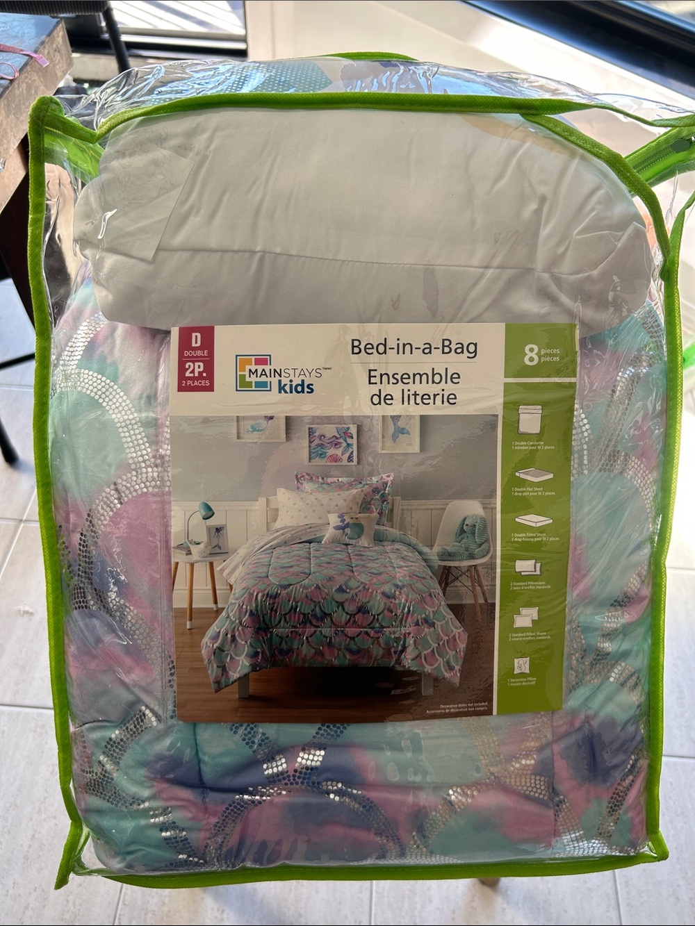 NWT 🆕 Mainstays Kids Bed-in-a-Bag Comforter Set - Mermaid Theme 8-pc Double Bed